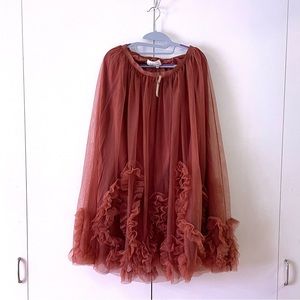 Anthropologie Ruffled Tulle Midi Skirt